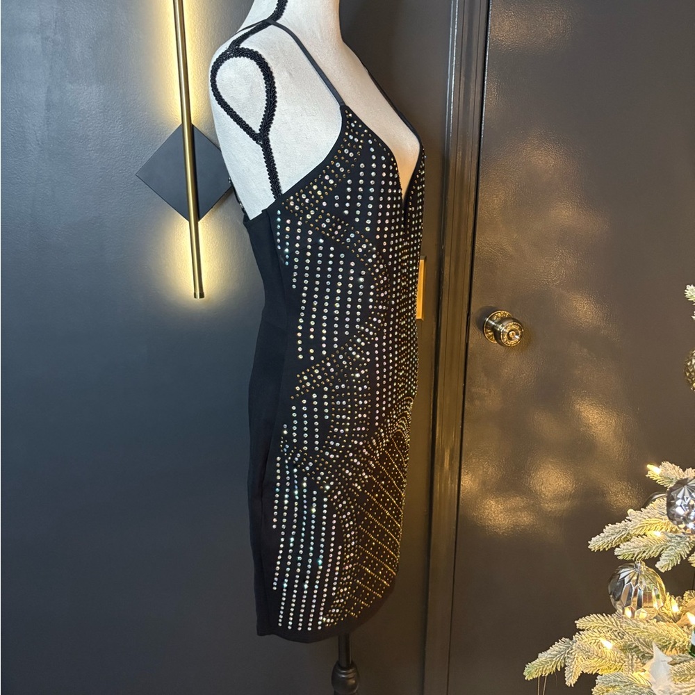 Elegant Black Studded Mini Dress